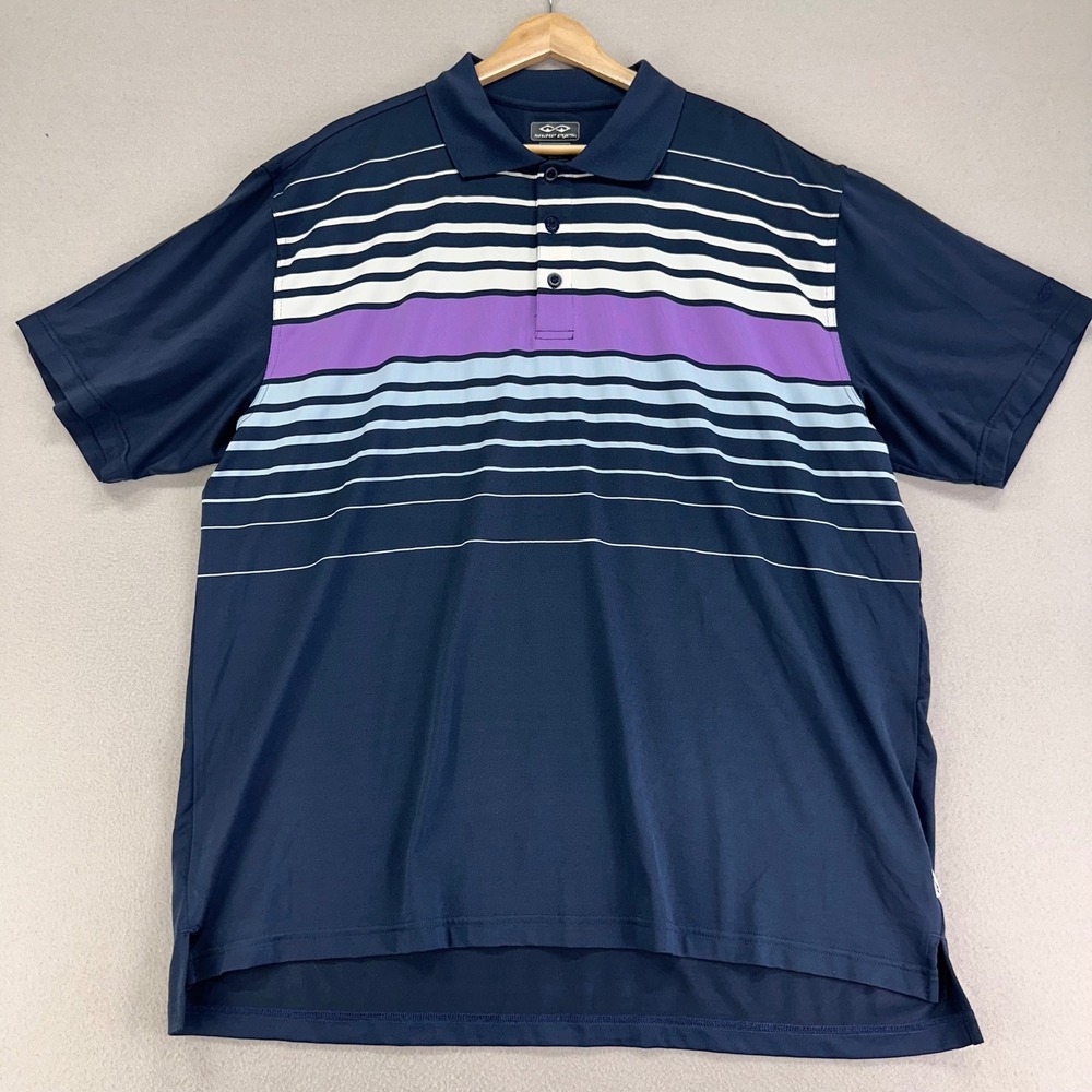 Snake Eyes‎ dry-18 Golf Polo Mens XL Navy Performance Striped Wicking Stretch